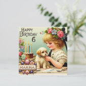 MARINA 6 ANS ~ Carte d'anniversaire ~ Chiot ~ (Debout devant)