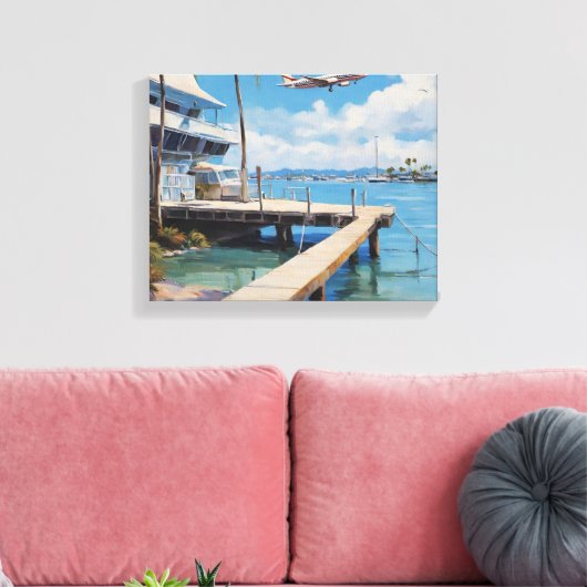 Marina Boat Dock Canvas Print (Insitu (Woonkamer))