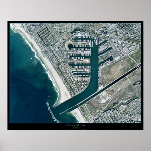 Marina del Rey Los Angeles, CA affiche satellite (Devant)