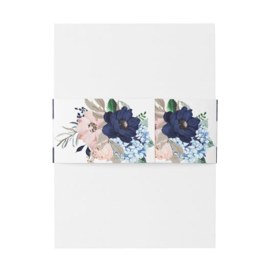 Marina Nautical Bloom Navy Blush Pink Weddenschap Uitnodigingen Wikkel (Achterkant Voorbeeld)