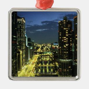 Marina Towers, Chicago River, Wacker Drive Metalen Ornament