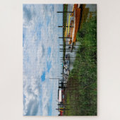 Marina van de haven en achtergrond van de haven legpuzzel (Verticaal)