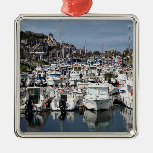 Marina van Le Tréport in Frankrijk Metalen Ornament (Voorkant)