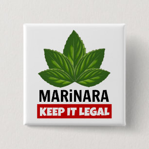 Marinara Keep it Legal Basil Leaves Vierkante Button 5,1 Cm