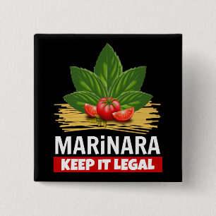 Marinara Keep it Legal Basil Tomaten Spaghetti Vierkante Button 5,1 Cm