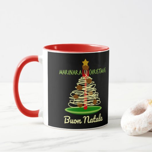 Marinara Kerstmis Buon Natale Spaghetti Tree Mok (Met donut)