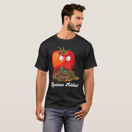 Marinara verslaafde saus Italiaanse chef-kok grapp T-shirt (Voorkant volledig)