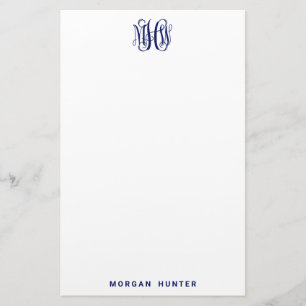 Marine 3 Initieel Wijnstok Script Monogram DIY BG Briefpapier