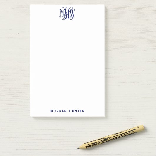 Marine 3 Initieel Wingerdschrift Monogram DIY BG Post-it® Notes
