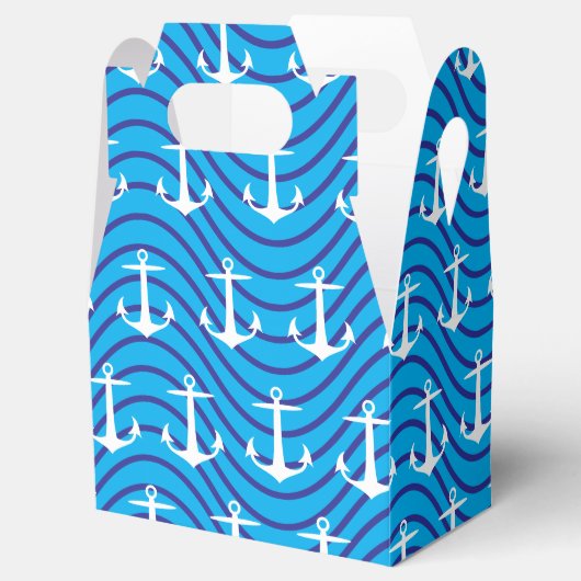 Marine Anker Blauwe Golven Patroon Custom Bedankdoosjes (Geopend)