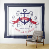 Marine anker in navyblauw en rood wandkleed (In Situ (horizontaal))