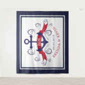 Marine anker in navyblauw en rood wandkleed (Voorkant)