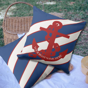 Marine Anker Nautical Blue Stripe Beach House Buitenkussen