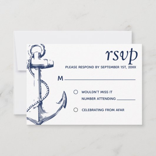 Marine anker schets | RSVP Kaart (Voorkant)