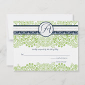 Marine Apple Green Grey Inséparables Mariage RSVP (Dos)