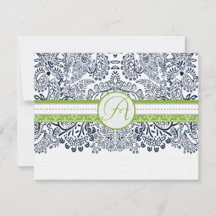 Marine Apple Green Grey Inséparables Mariage RSVP