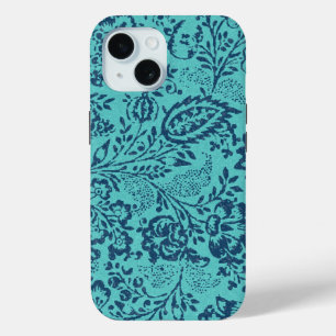 marine Aqua Blauwgroen Damask Floral Pattern