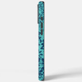 marine Aqua Mint Damask Monogram iPhone Case-Mate iPhone Case (Achterkant / Links)