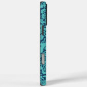 marine Aqua Mint Damask Monogram iPhone Case-Mate iPhone Case (Achterkant / Rechts)