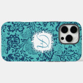 marine Aqua Mint Damask Monogram iPhone Case-Mate iPhone Case (Achterkant (horizontaal))