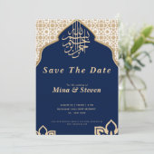 Marine Arabisch Moslim Oriëntaals goud Save The Date (Staand voorkant)