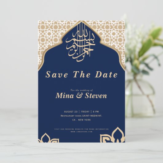 Marine Arabisch Moslim Oriëntals goud Save The Date (Staand voorkant)