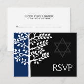 Marine Arbre noir de vie Barre Mitzvah RSVP (Devant / Derrière)