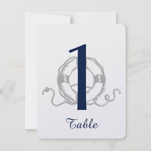 Marine Argent Ancre Plage Mariage Numéro de table (Dos)