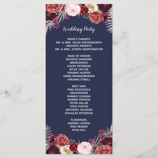 Marine Automne Marsala Blush Peony Programmes de m (Dos)