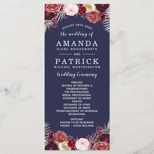 Marine Automne Marsala Blush Peony Programmes de m (Devant)