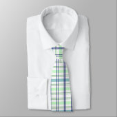 Marine Avec Cravate Plaid Bleu Léger Et Vert (Attaché)