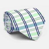 Marine Avec Cravate Plaid Bleu Léger Et Vert (Roulé)