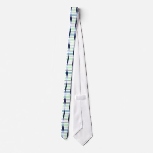 Marine Avec Cravate Plaid Bleu Léger Et Vert (Dos)