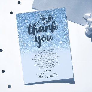 Marine Baby Blau Glitter Ombre Baby Shower Bedankkaart