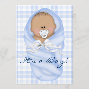 Marine babyblauw geruit baby jongen verjaardagsuit kaart