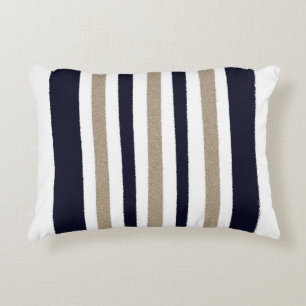 Marine / Beige / Wit Papier Strepen Accent Kussen
