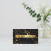 Marine Black Grungy Gold Marble Vip Carte de visit (Debout devant)