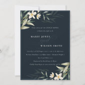 Marine Blanc Vert Floral Couples Invitation douche (Devant)