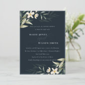 Marine Blanc Vert Floral Couples Invitation douche (Debout devant)
