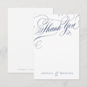 Marine blanc vintage calligraphie mariage merci (Devant / Derrière)