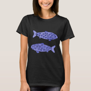 Marine Blau Gevlekte Waterverf Vis T-shirt