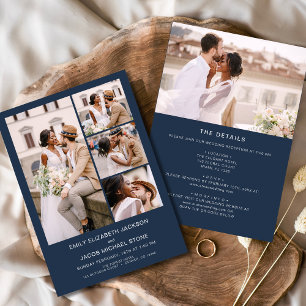 Marine Blauw Alles in één minimalistische foto bru Kaart