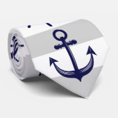 Marine Blauw Anker en Bootwiel Nautisch Stropdas (Opgerold)