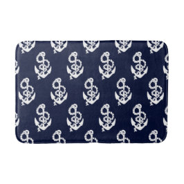 Marine Blauw Anker Nautisch patroon Mat