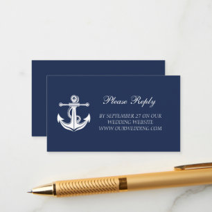 Marine Blauw Anker Nautisch Strand Bruiloft Informatiekaartje