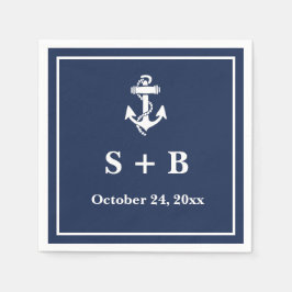 Marine Blauw Anker Nautisch Strand Oceaan Bruiloft Servet