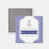 Marine blauw anker nautische bruiloft Save the Dat Magneet (Voorkant / Achterkant)
