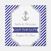 Marine blauw anker nautische bruiloft Save the Dat Magneet (Voorkant)