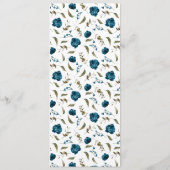 Marine Blauw Bloemen Bruiloft Diner Menu (Achterkant)