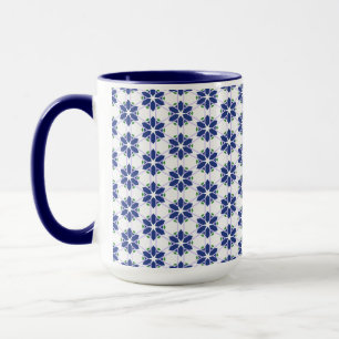 Marine Blauw Bloemen Mozaïek Mok